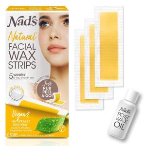 image:imageNads Facial Wax Strips  Natural All Skin Types  Waxing Kit With 30 Face Wax Strips amp Post Wax Oil 1 Count30 Count Pack of 1