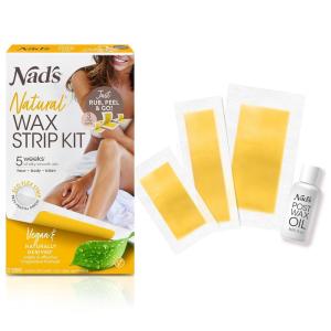 image:imageNads Wax Strips Kit Natural All Skin Types Wax Hair Removal For Women 6 Face Wax Strips  20 Body Wax Strips  6 Bikini Wax Strips  Post Wax OilWax Strips Kit Natural