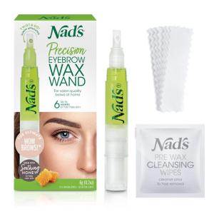 image:imageNads Eyebrow Shaper Wax Kit Eyebrow Facial Hair Removal Delicate Areas Cotton Strips Cleansing Wipes 02 Ounce Pack of 1