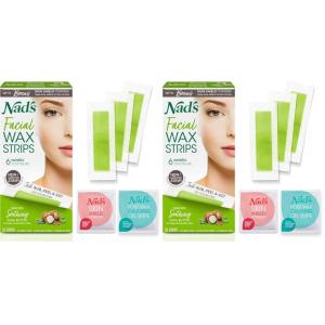 image:imageNads Facial Wax Strips  Hypoallergenic All Skin Types  Facial Hair Removal For Women  At Home Waxing Kit with 20 Face Wax Strips  4 Calming Oil Wipes  Skin Protection Powder25 Count Pack of 2